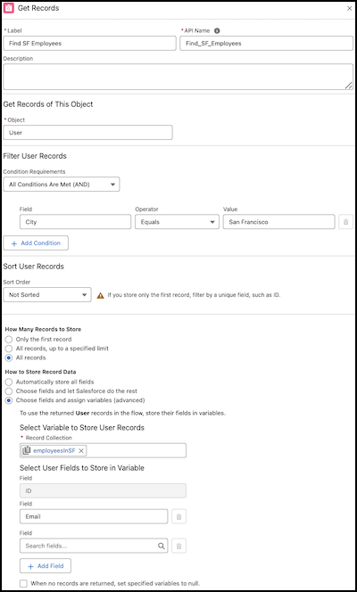 Get Records element configuration