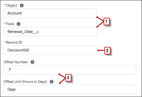 Screenshot of the first event's parameters