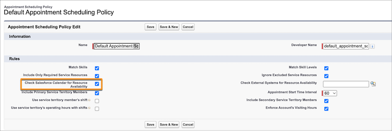 An appointment scheduling policy page.