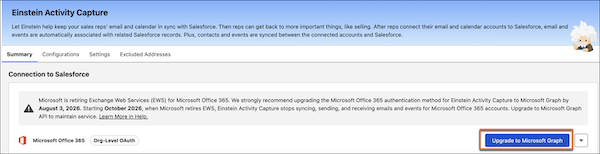Einstein Activity Capture setting where you start the Microsoft Graph migration process.