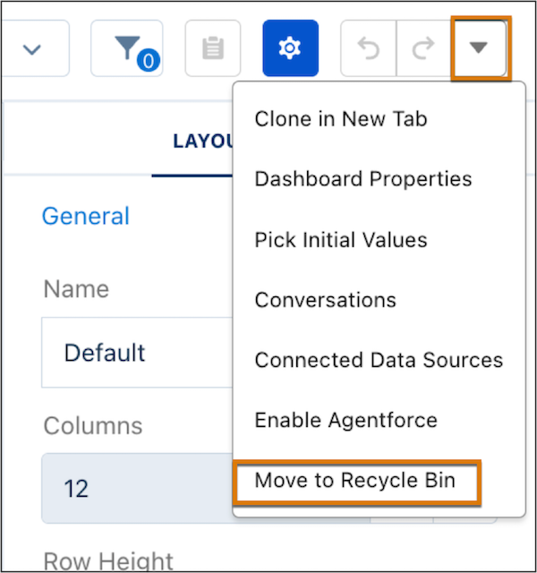 Move dashboard to recycle bin
