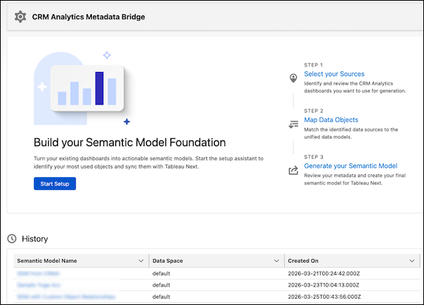 CRM Analytics Metadata Bridge Setup Page