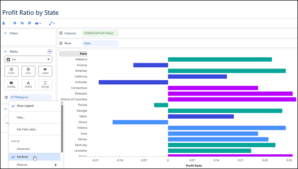 Dimension as an attribute in a Tableau Next chart