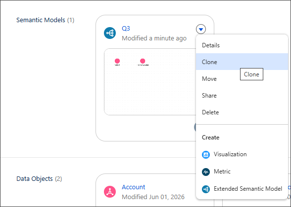 Clone option for semantic model
