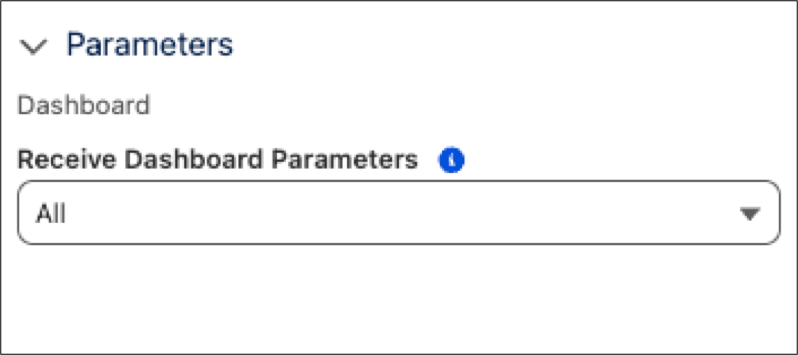 Receive Dashboard Parameters dropdown menu.