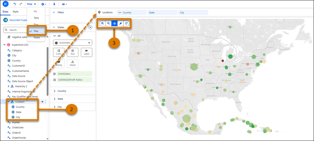Settings to create point map with geocoding in Tableau Next