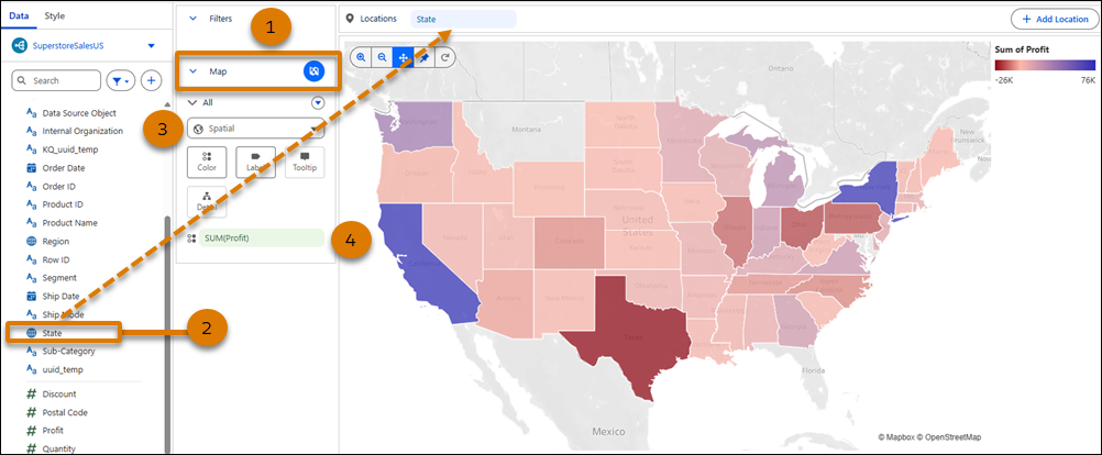 Settings to create choropleth map with geocoding in Tableau Next