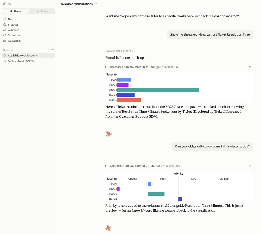 Tableau Next created and updated through a conversation in Claude