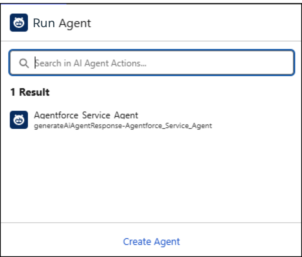 Create Agent element property panel for selecting or creating an agent