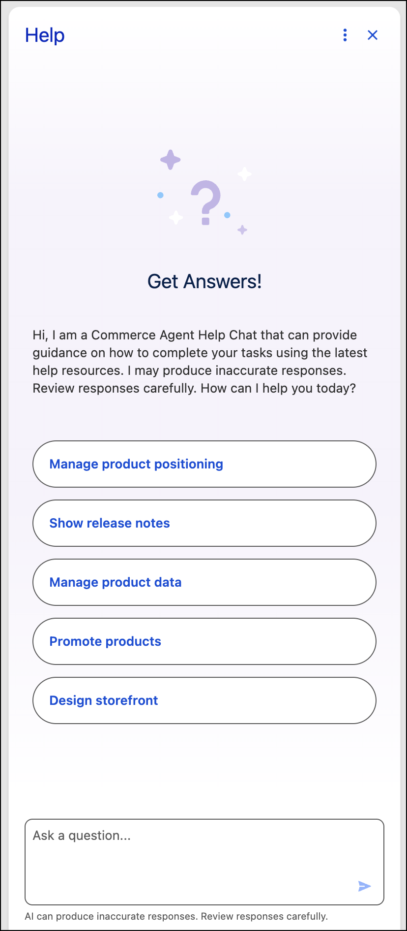 Commerce Agent Help Chat
