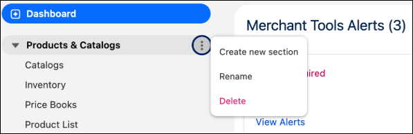 Create, rename and remove sections