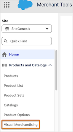 Visual Merchandising menu option in Merchant Tools
