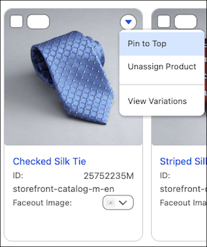 Product-card dropdown menu with the View Variations option