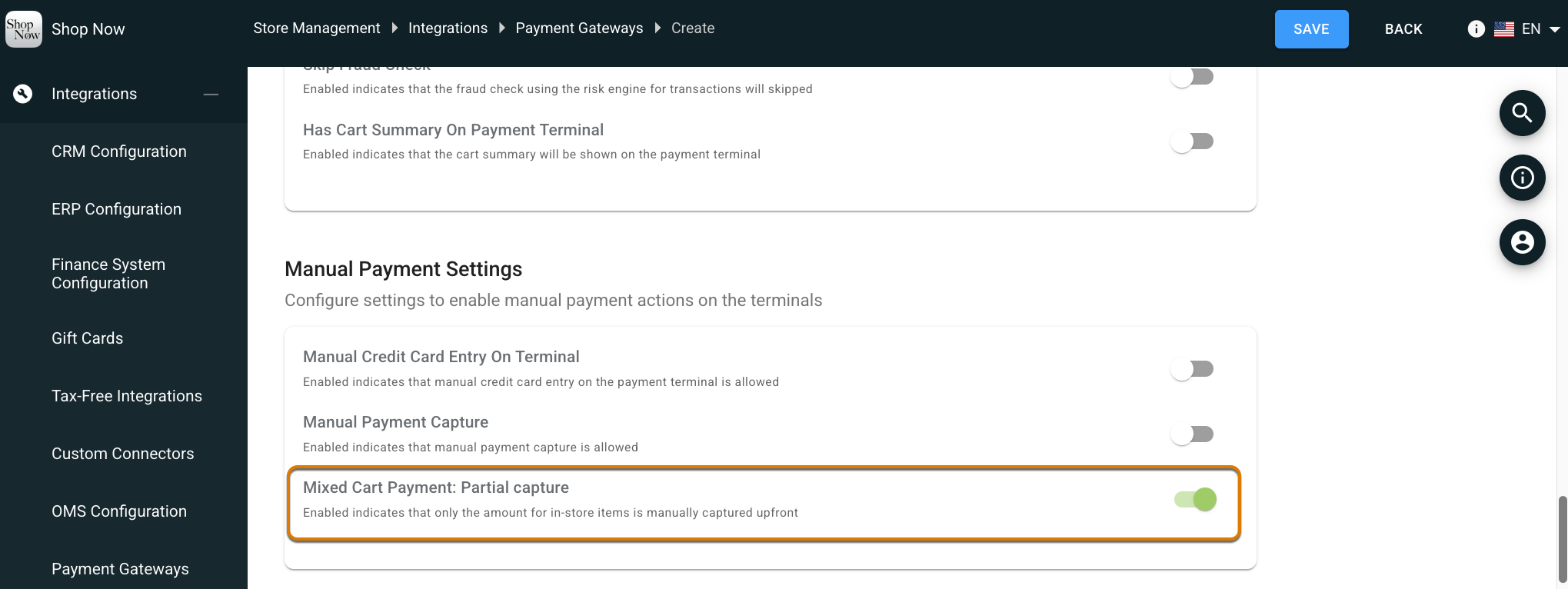 Adyen payment gateway configuration in Point of Sale CMS