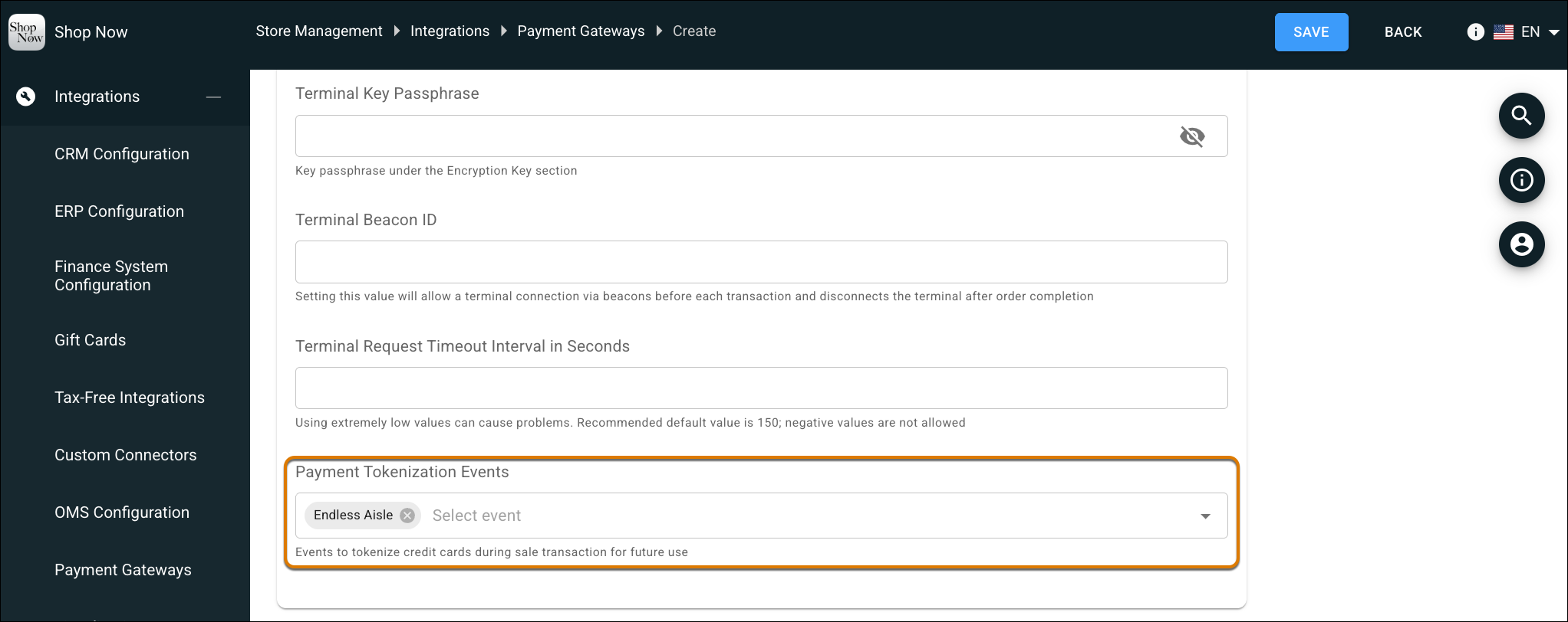 Adyen payment gateway configuration in Point of Sale CMS