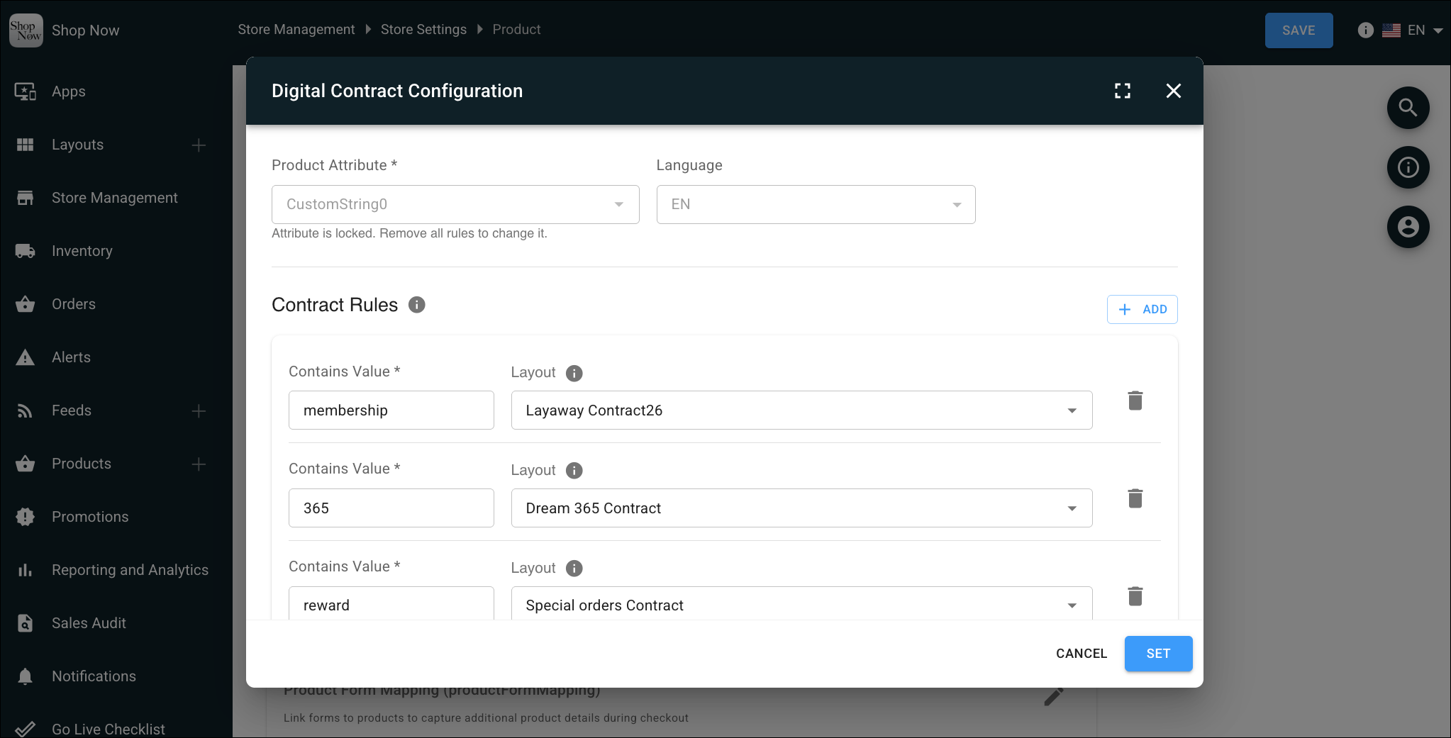 Digital Contract Configuration in Point of Sale CMS