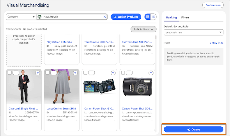 Visual Merchandising workspace in Business Manager