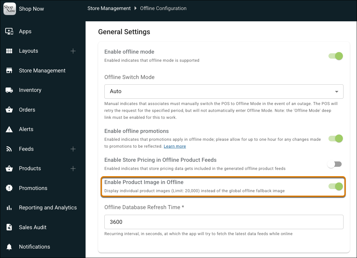 Enable Product Image in Offline Setting in Point of Sale CMS