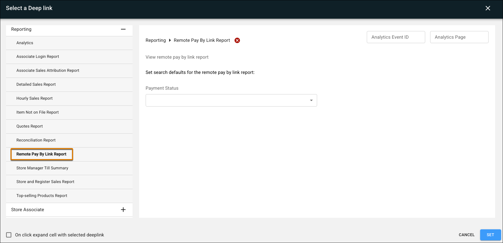 Deep Link Picker Window in Point of Sale CMS