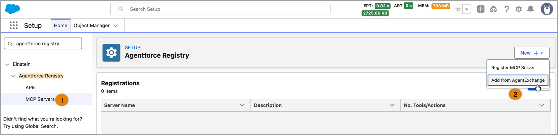 Screenshot of AgentExchange embedded in Agentforce Registry