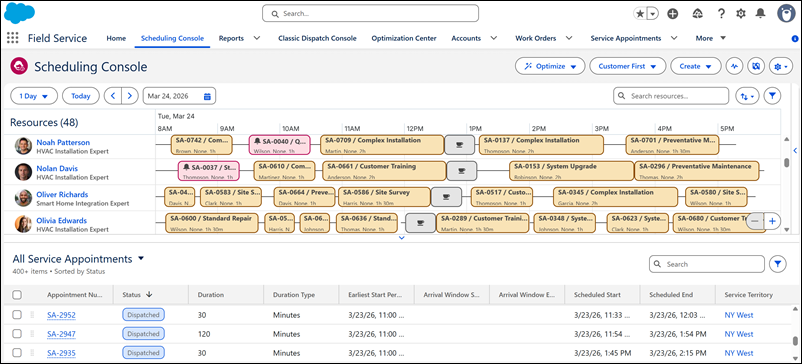 The new scheduling console