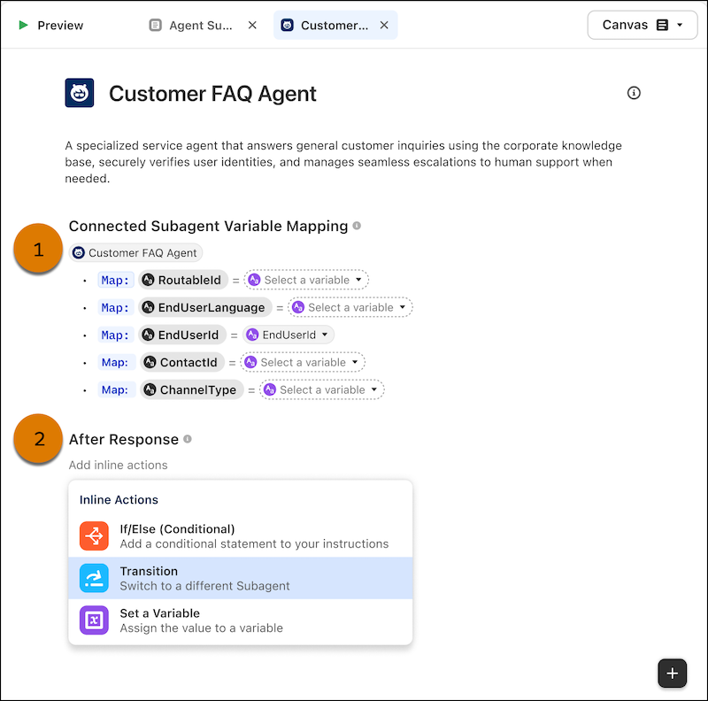 Enhanced canvas for connected subagents.