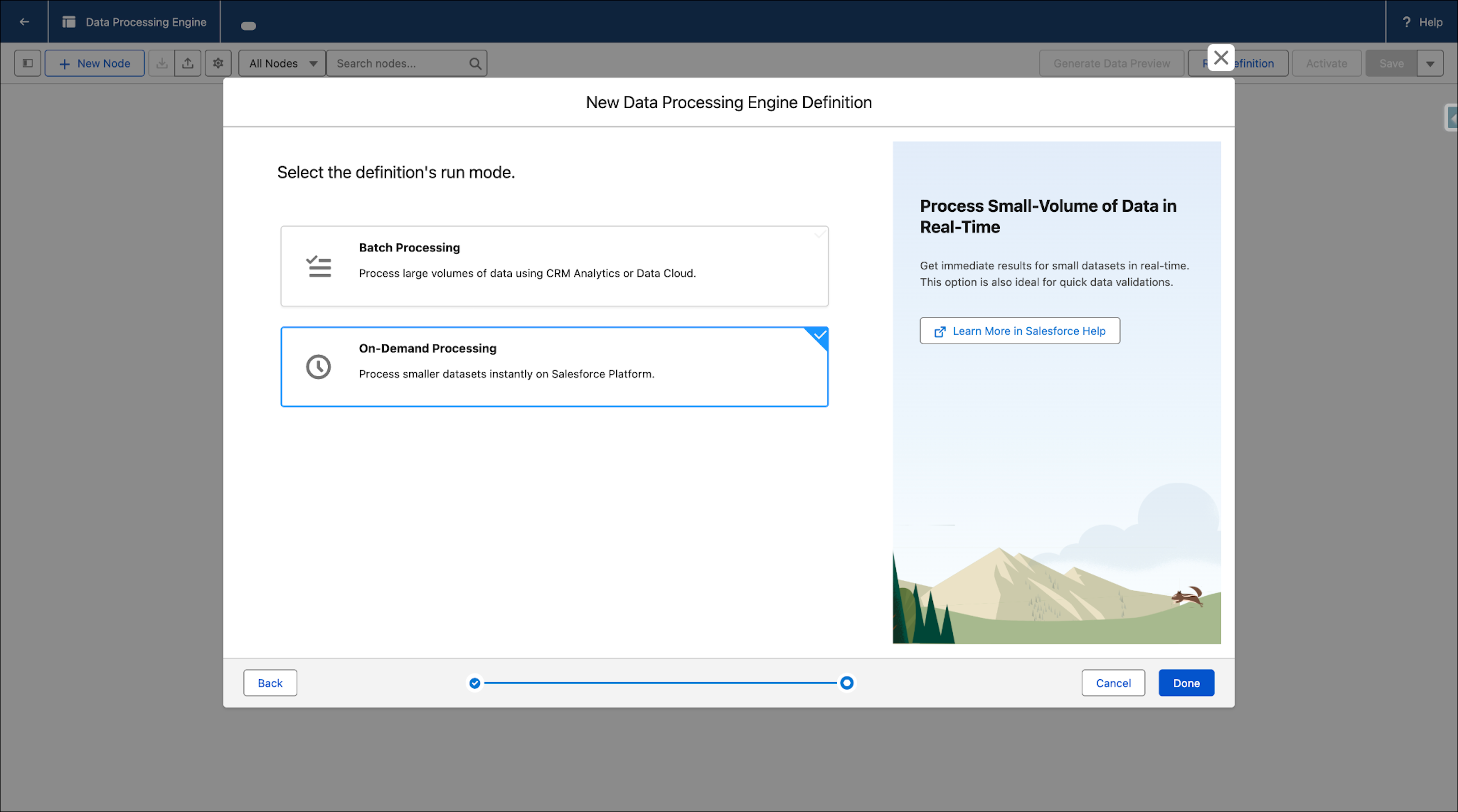 Definition with on-demand processing