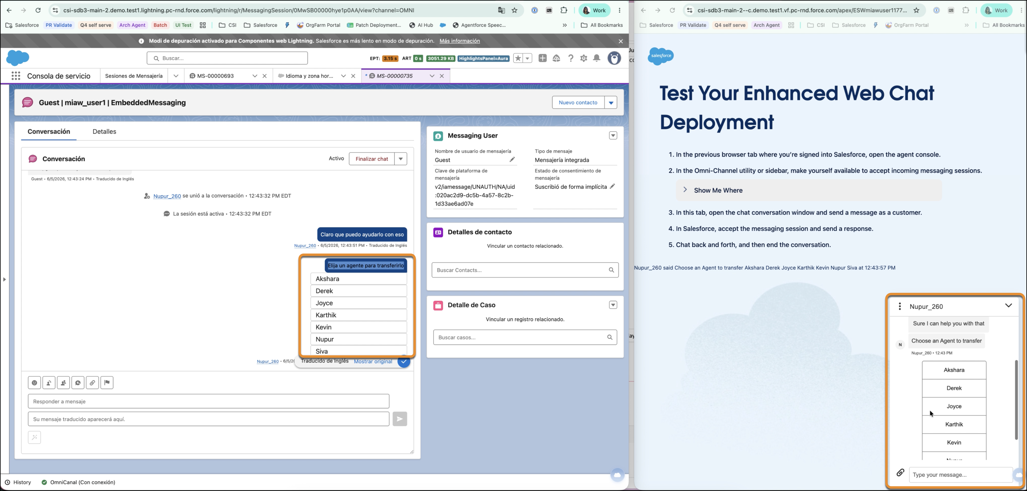 Translating structured chat messages inline