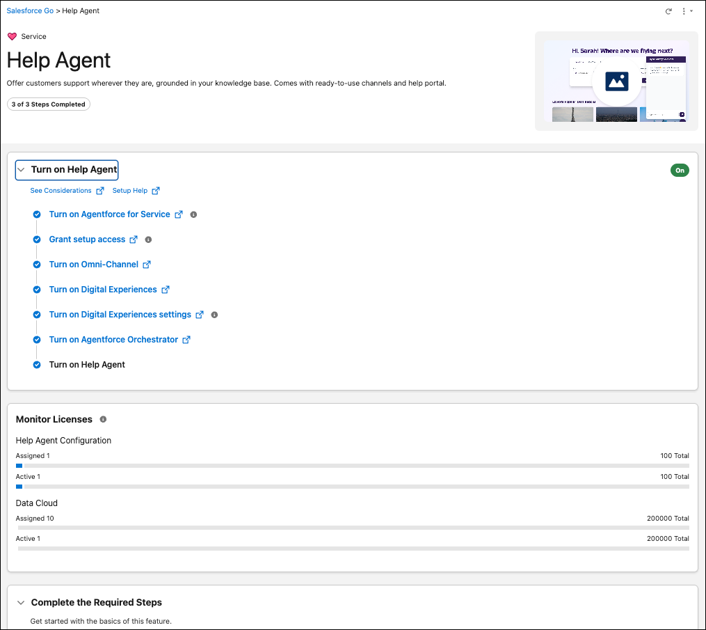 Help Agent page in Salesforce Go