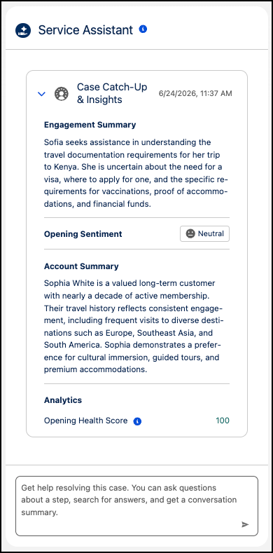 Case Catch Up & Insights in the Service Assistant Component