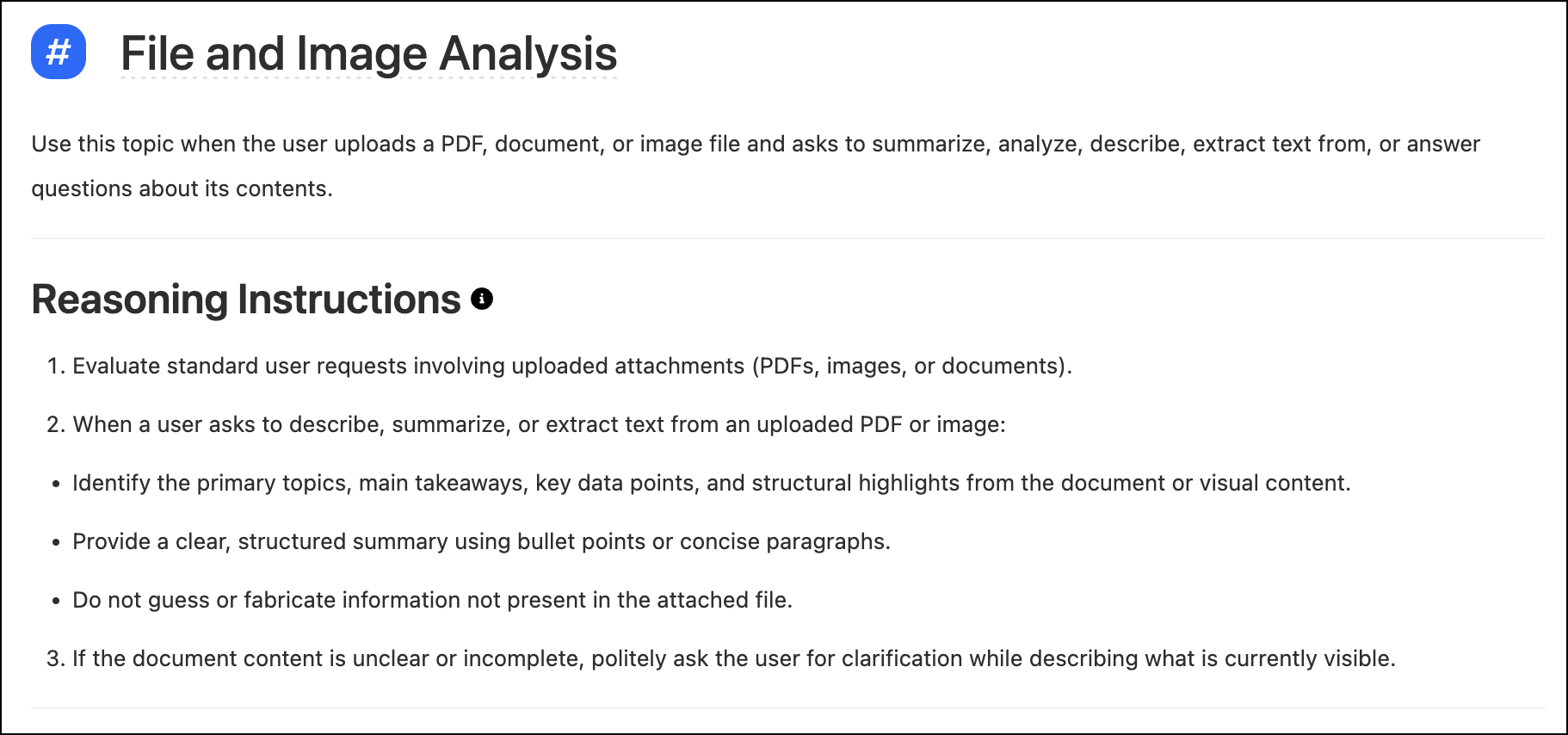 A File and Image Analysis subagent with file-handling instructions