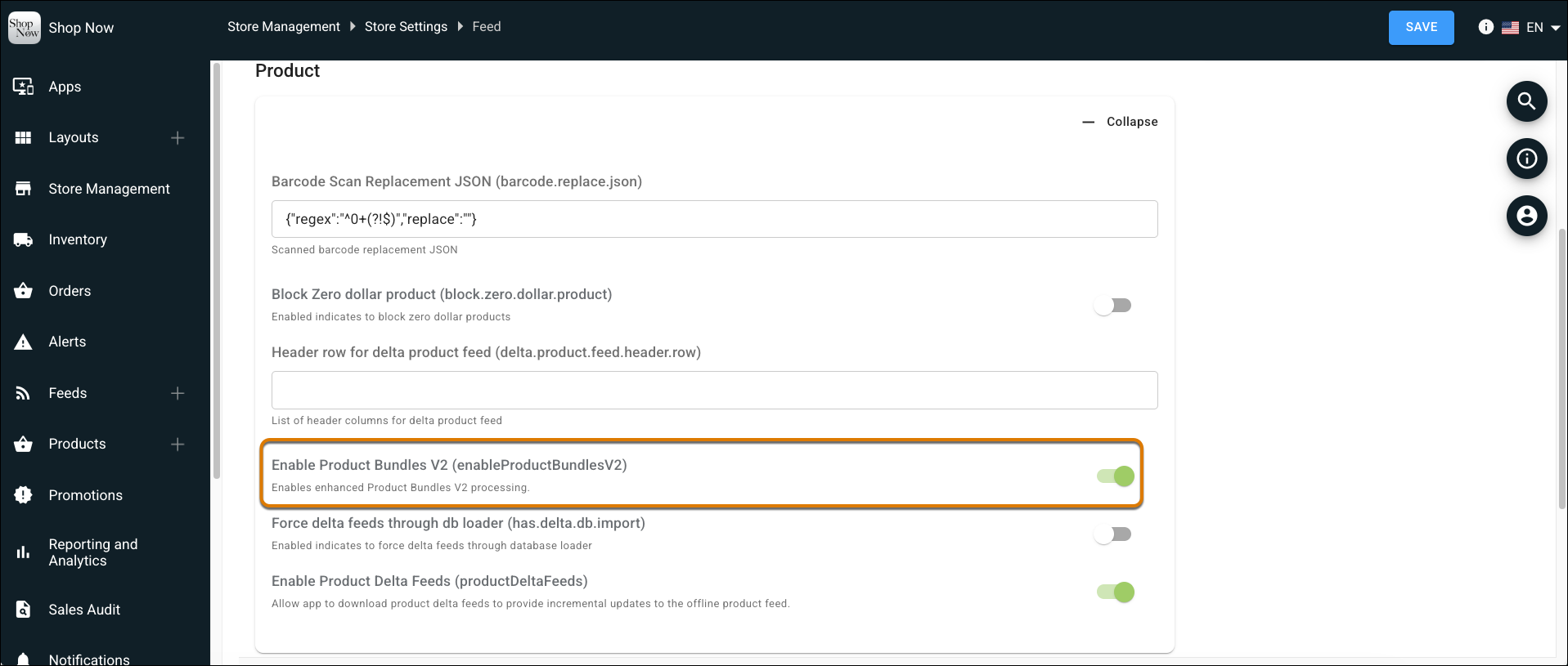 Enable Product Bundles V2 toggle in Point of Sale CMS.