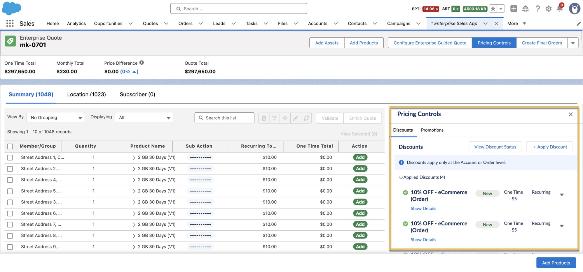 View pricing controls.