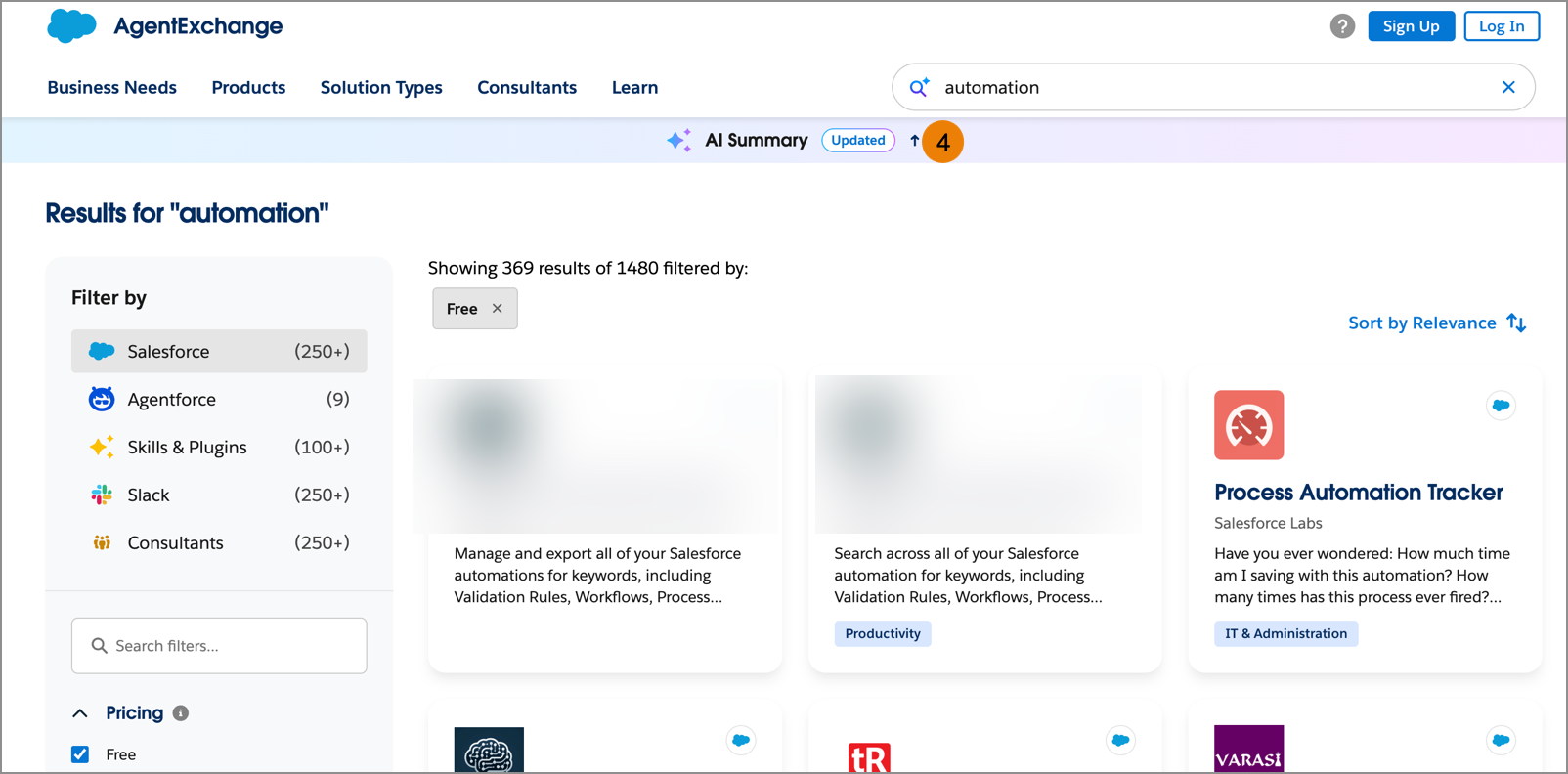 Updated status pill next to the AI Summary heading, indicating the summary was refreshed to reflect the applied sort and filter selections.