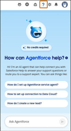 Help Agent panel in the Salesforce app