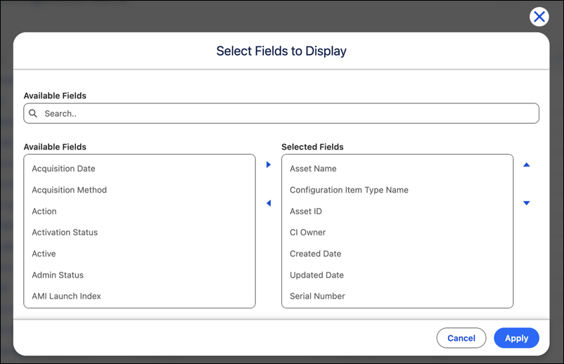 Configure list view for configuration items