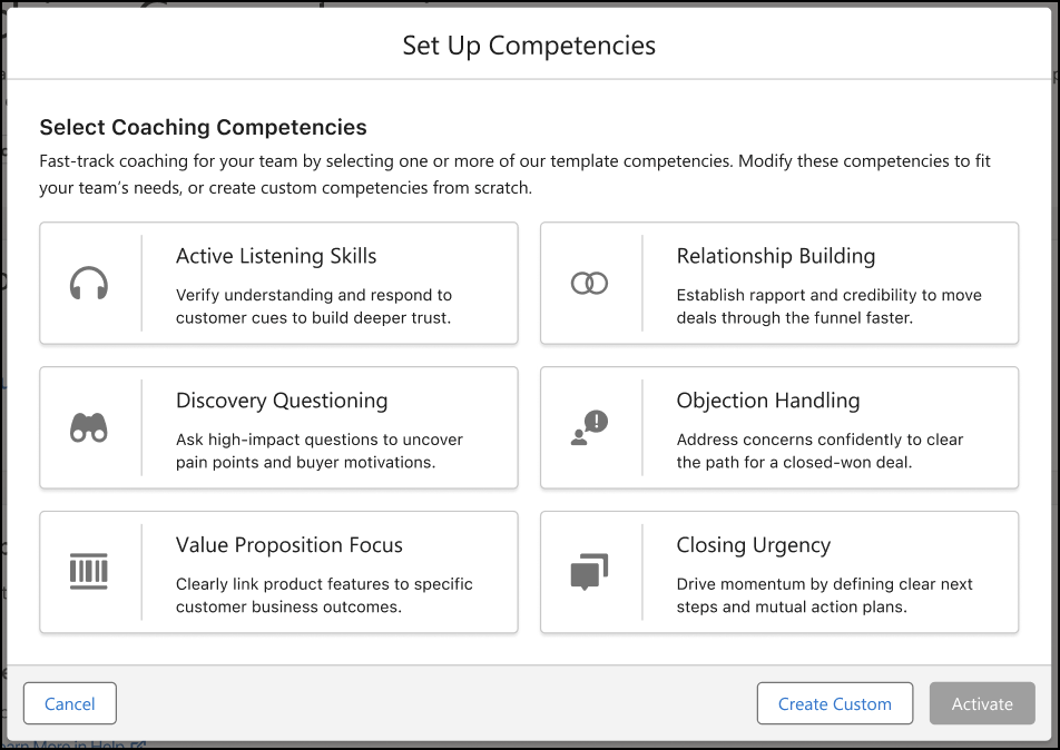 Set Up Competencies modal
