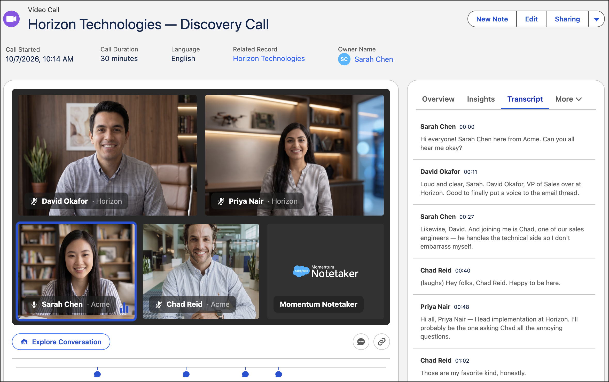 Momentum video call record