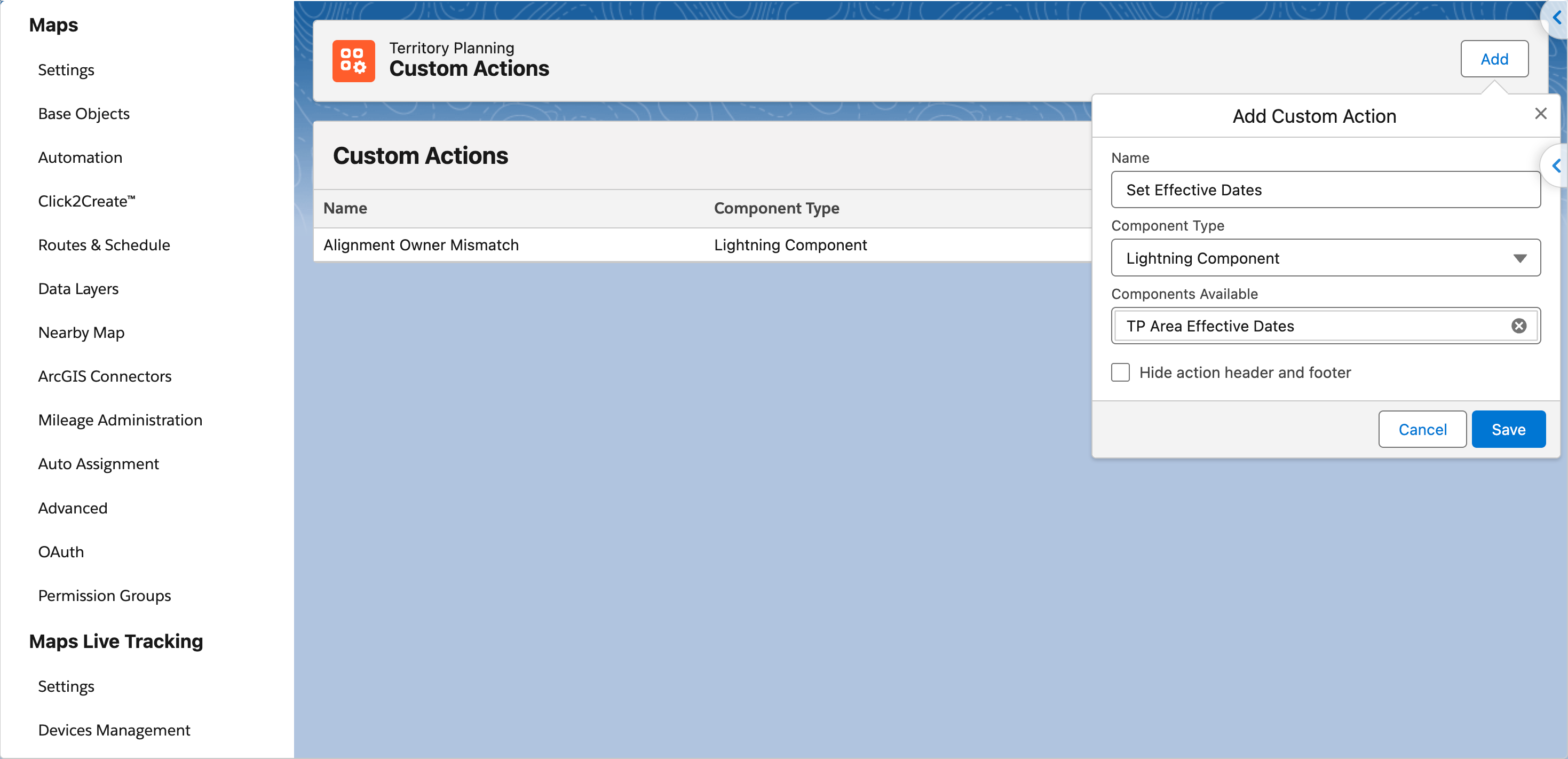 custom actions
