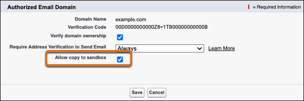 The Allow copy to sandbox setting