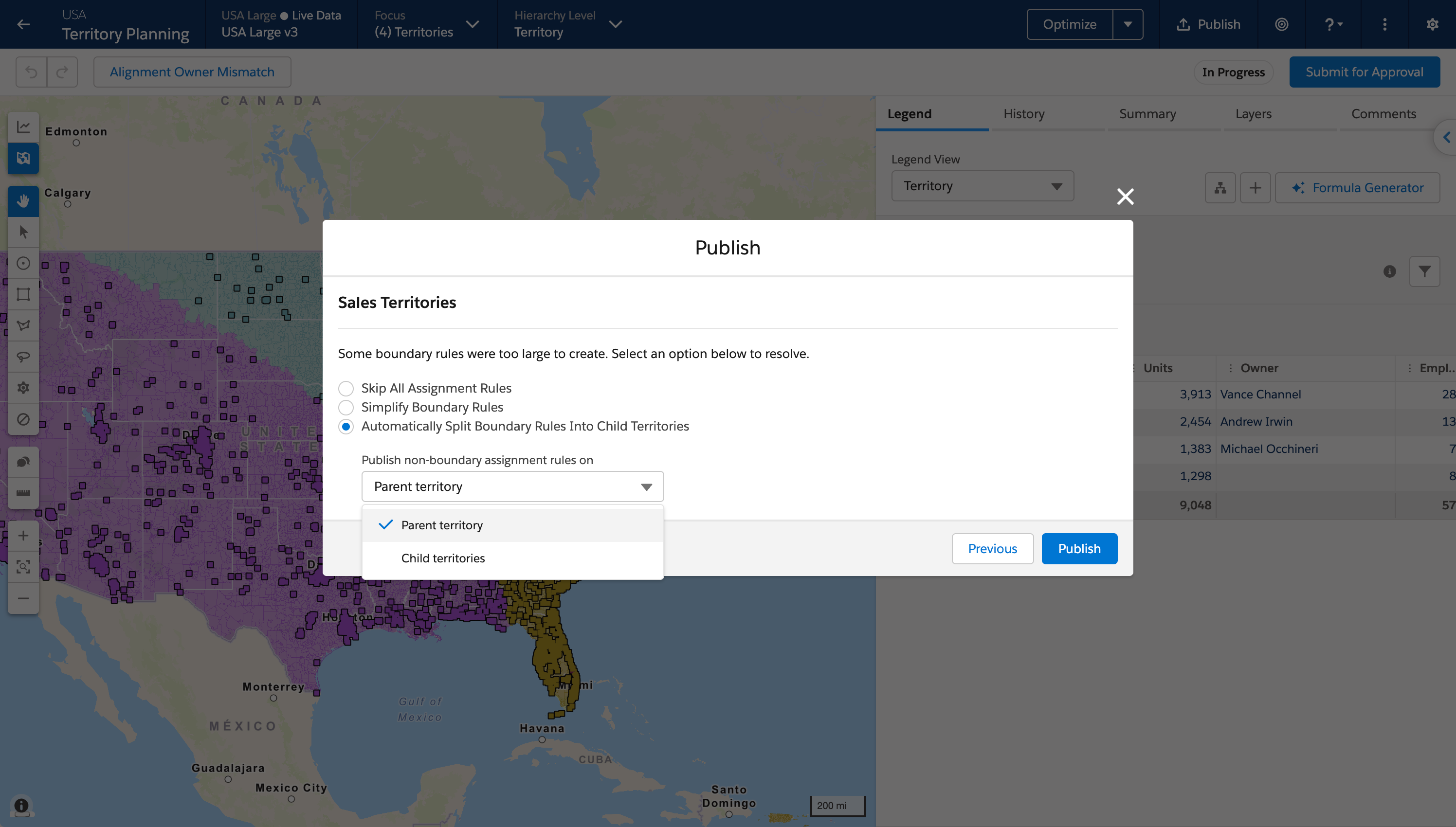 publish territories