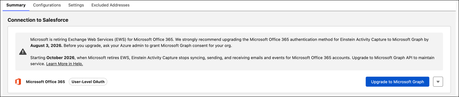 Einstein Activity Capture setting where you start the Microsoft Graph migration process.
