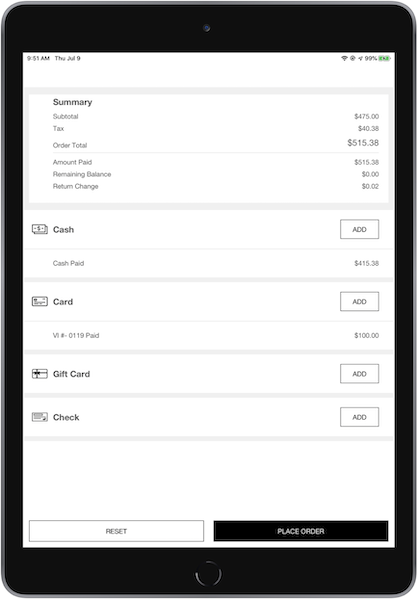 The Payment Summary screen in the POS App