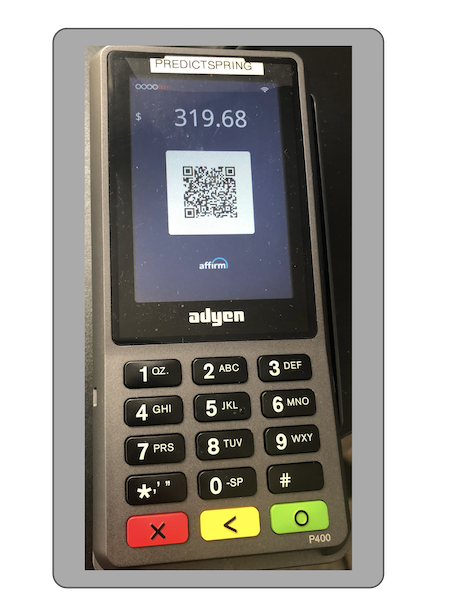 A QR code in the ayden terminal that starts the payment flow.