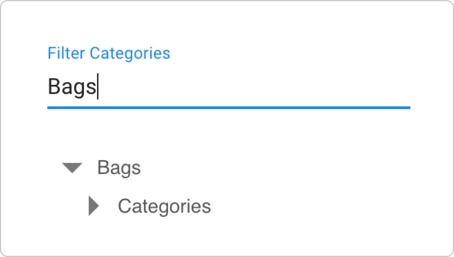 The categories being filtered by the keyword bags.