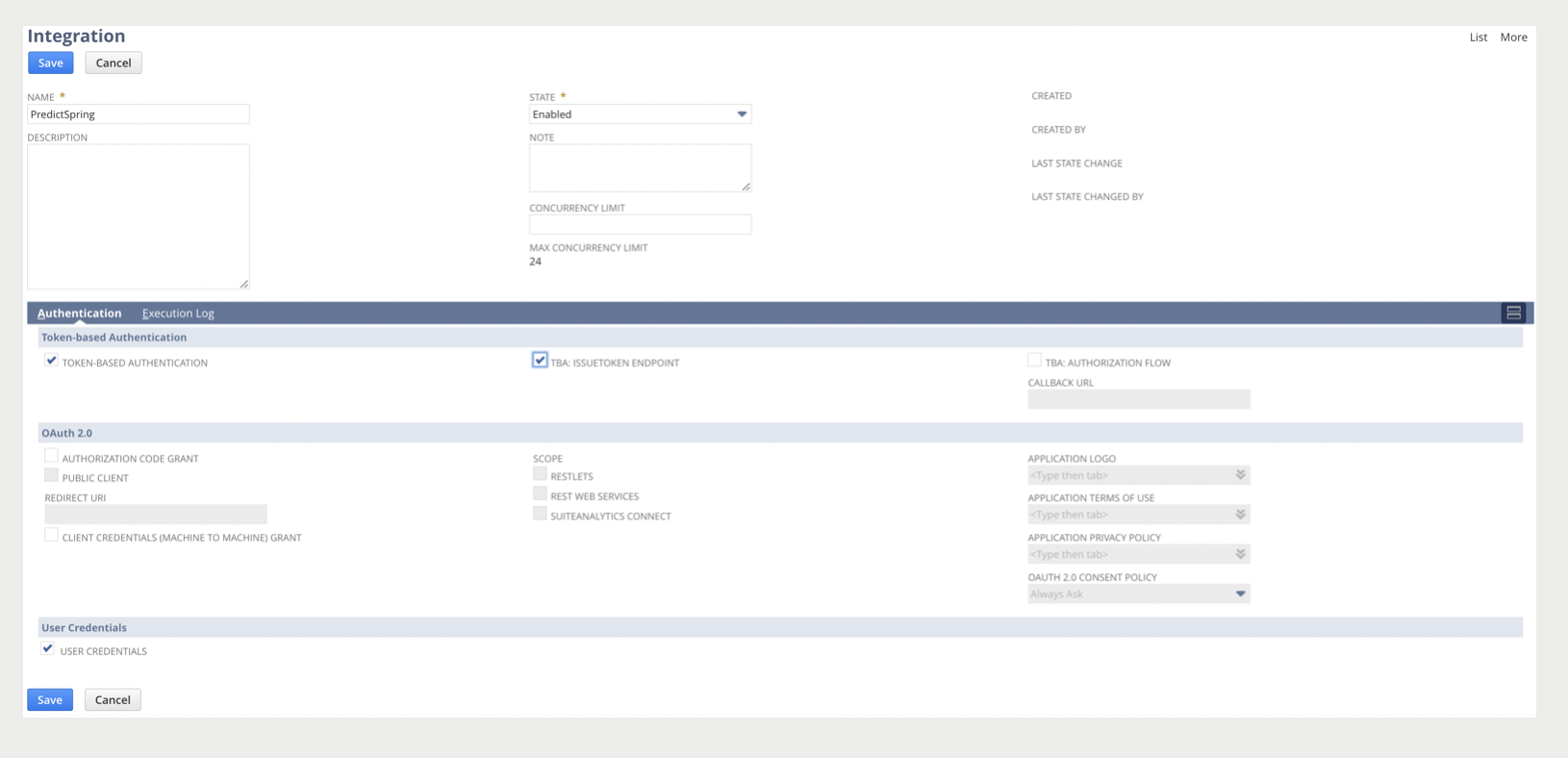 A screen displays options for SuiteTalk Web Services.