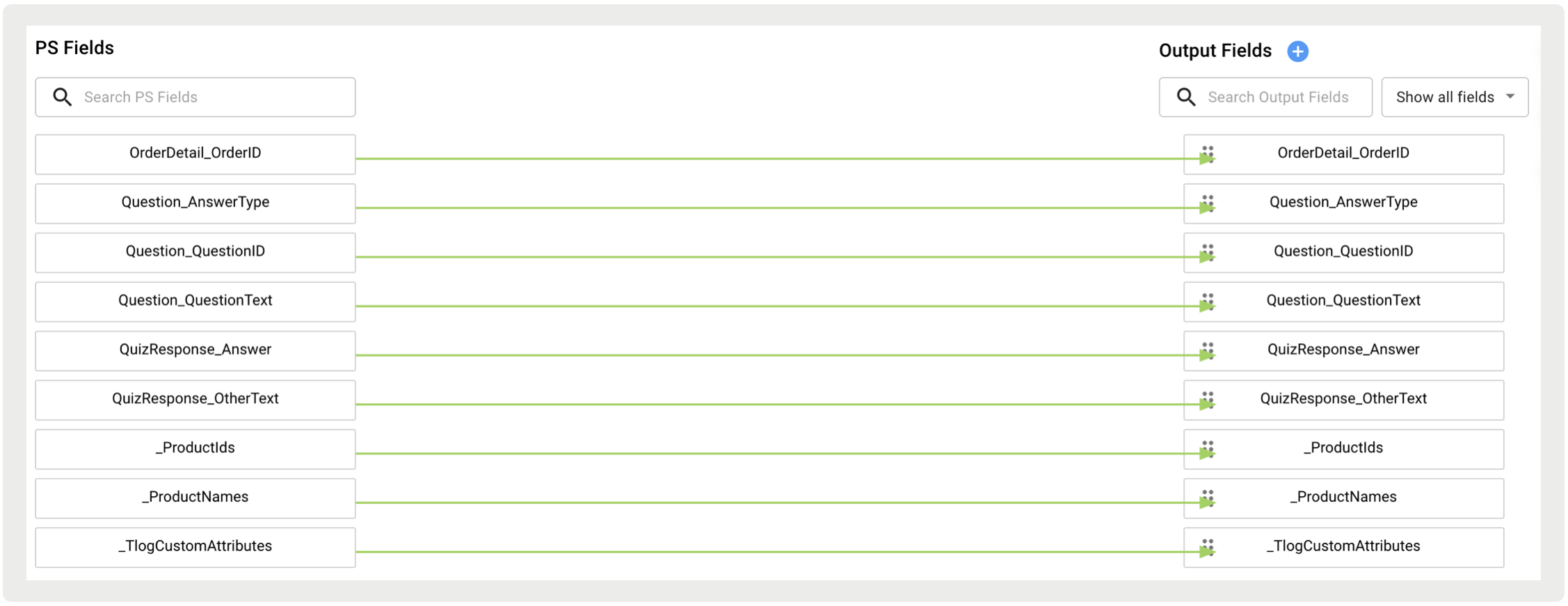 A screenshot shows the mapping of Point of Sale fields to output fields.