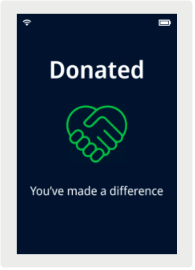 The Ayden Terminal donation confirmation message
