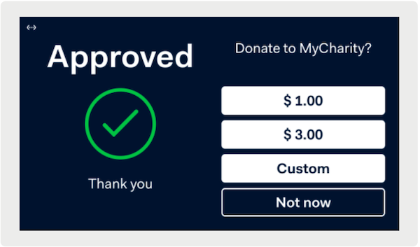 The Ayden Terminal Donation Approval message.