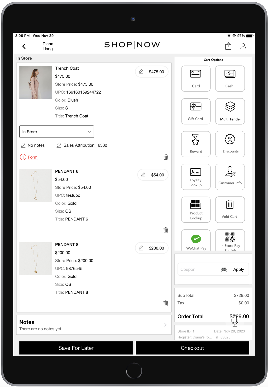 Add-ons are associated with a main product in the cart.